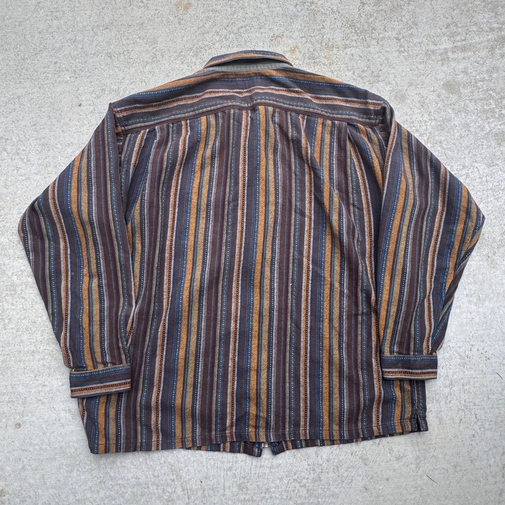 Patagonia Rythm Splitter Full Zip Stripe Shirt Jacket Mens XL Brown Blue Ochre - Picture 2 of 8